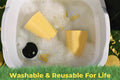 BudClips and BudCups being washed in soapy water, highlighting their durability and lifetime reusability.